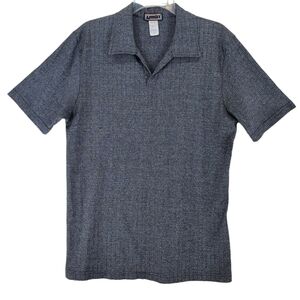 Vtg YMLA Polo Shirt Mens L Dark Gray Heathered Ribbed Short Sleeve USA Made 90s